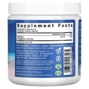 Thành phần vi chất của Natural Vitality CALM The Anti-Stress Drink Mix Watermelon 8 oz (226 g) 183405043565