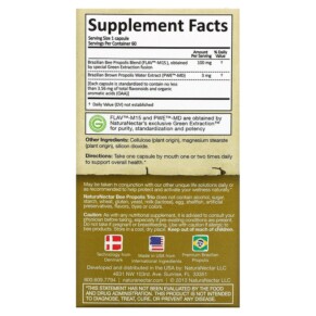 Thành phần vi chất của NaturaNectar Bee Propolis Trio 60 Vegetable Capsules 837654326558