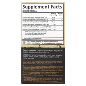 Thành phần vi chất của NaturaNectar Bee Propolis Ultimate 60 Vegetable Capsules 837654326619