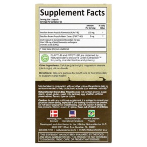 Thành phần vi chất của NaturaNectar Brown Bee Propolis 60 Vegetable Capsules 837654326626