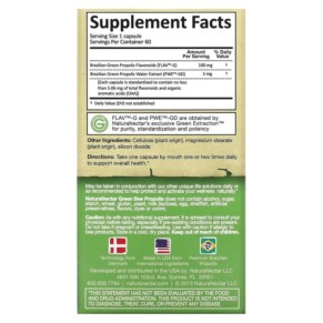 Thành phần vi chất của NaturaNectar Green Bee Propolis 60 Vegetable Capsules 837654326541