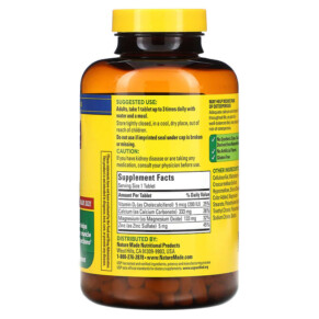 Thành phần vi chất của Nature Made Calcium Magnesium Zinc with Vitamin D3 300 Tablets 031604018931