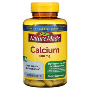 Thực phẩm chức năng Nature Made Calcium with Vitamin D3 600 mg 100 Softgels 031604025083