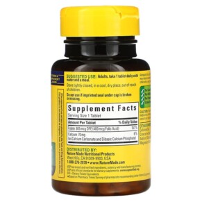 Thành phần vi chất của Nature Made Folic Acid 400 mcg 250 Tablets 031604012748