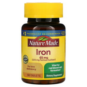 Thực phẩm chức năng Nature Made Iron 65 mg 180 Tablets 031604026127