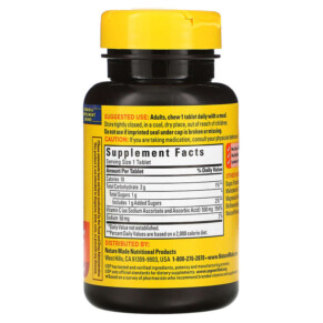 Thành phần vi chất của Nature Made Vitamin C Chewable Orange 500 mg 60 Tablets 031604014964