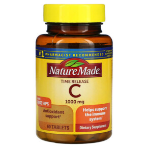 Thực phẩm chức năng Nature Made Vitamin C with Rose Hips Time Release 1.000 mg 60 Tablets 031604016500