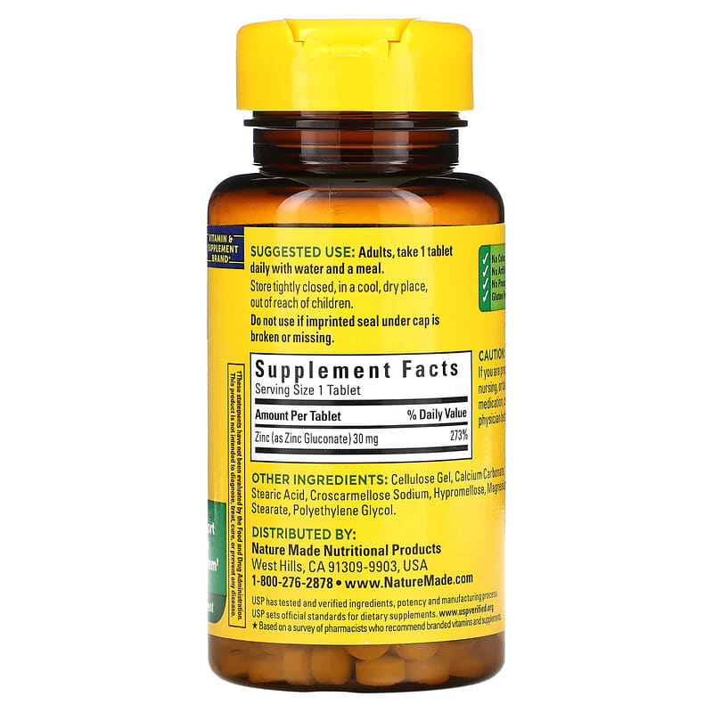 Nature Made Zinc 30 mg 100 Tablets 2 Thành phần vi chất của Nature Made Zinc 30 mg 100 Tablets 031604012779