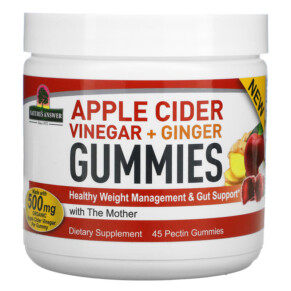Thực phẩm chức năng Nature's Answer Apple Cider Vinegar + Ginger Gummies with The Mother 500 mg 45 Pectin Gummies 083000262883