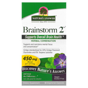 Thực phẩm chức năng Nature's Answer Brainstorm 2 Herbal Combination 450 mg 90 Vegetarian Capsules 083000160233