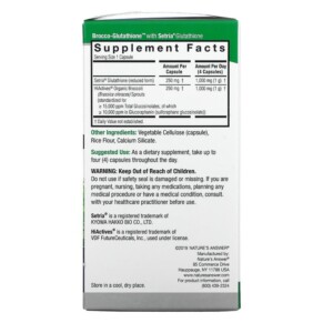 Thành phần vi chất của Nature's Answer Brocco-Glutathione 500 mg 60 Vegetarian Capsules 083000160301