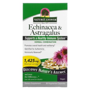 Thực phẩm chức năng Nature's Answer Echinacea & Astragalus 475 mg 90 Vegetarian Capsules 083000160479
