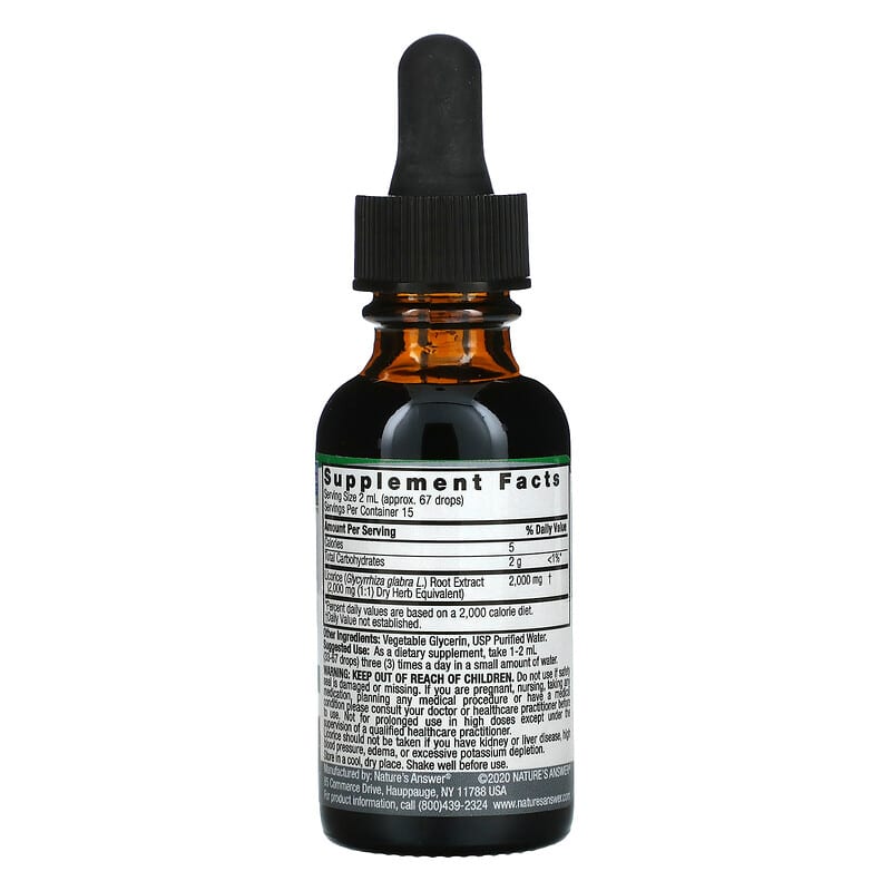 Nature's Answer Licorice Root Fluid Extract Alcohol-Free 2.000 mg 1 fl oz (30 ml) 2 Thành phần vi chất của Nature's Answer Licorice Root Fluid Extract Alcohol-Free 2.000 mg 1 fl oz (30 ml) 083000006401