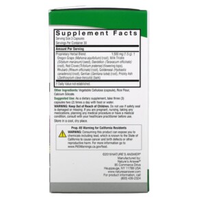 Thành phần vi chất của Nature's Answer Liver Support 500 mg 90 Vegetarian  Capsules 083000160899