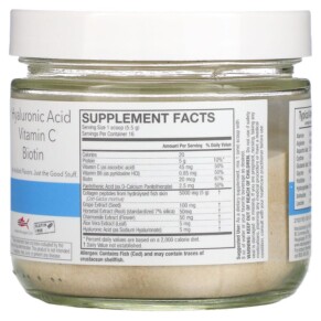 Thành phần vi chất của Nature's Answer Marine Collagen Wild Caught Norwegian Cod Unflavored 3 oz (88 g) 083000269233