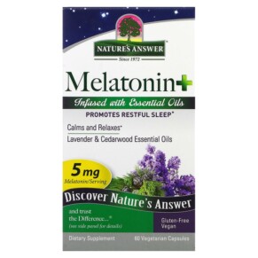 Thực phẩm chức năng Nature's Answer Melatonin+ 5 mg 60 Vegetarian Capsules 083000165658