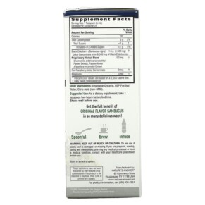 Thành phần vi chất của Nature's Answer Melatonin Sambucus Nighttime Sleep and Immune Support 4 fl oz (120 ml) 083000260384