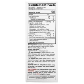 Thành phần vi chất của Nature's Answer Natural Mullen-X Cough Syrup Multi-System 4 fl oz (120 ml) 083000262531