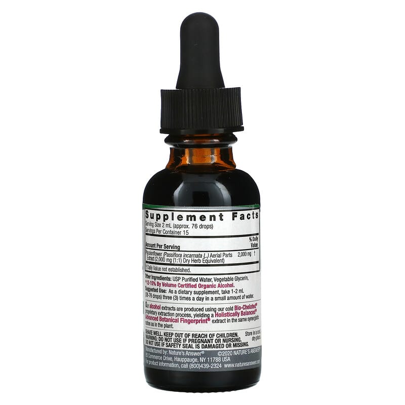 Nature's Answer Passionflower Aerial Parts Fluid Extract 2.000 mg 1 fl oz (30 ml) 2 Thành phần vi chất của Nature's Answer Passionflower Aerial Parts Fluid Extract 2.000 mg 1 fl oz (30 ml) 083000004421