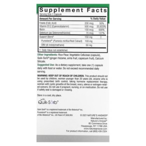 Thành phần vi chất của Nature's Answer Pueraria Mirifica 150 mg 60 Vegetarian Capsules 083000261879