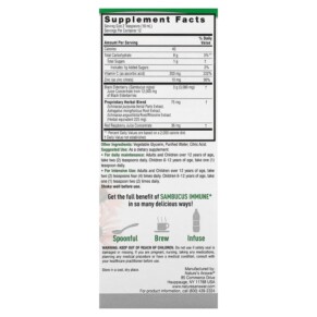 Thành phần vi chất của Nature's Answer Sambucus Immune Black Elderberry 12.000 mg 4 fl oz (120 ml) 083000260469