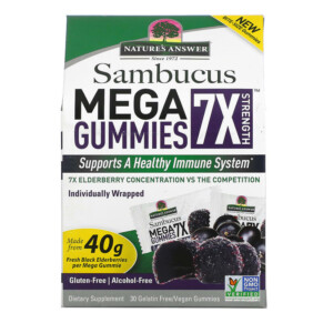 Thực phẩm chức năng Nature's Answer Sambucus Mega Gummies 7X Strength Black Elderberry 30 Gelatin Free/Vegan Gummies 083000262340