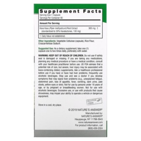 Thành phần vi chất của Nature's Answer Standardized Kava-6 90 Vegetarian Capsules 083000164057