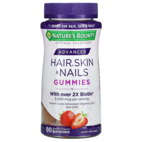 Thực phẩm chức năng Nature's Bounty Advanced Hair Skin & Nails Gummies Strawberry 80 Gummies 074312007101
