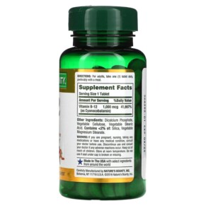 Thành phần vi chất của Nature's Bounty B-12 1.000 mcg 200 Coated Tablets 074312528057
