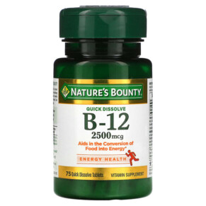 Thực phẩm chức năng Nature's Bounty B-12 Natural Cherry 2.500 mcg 75 Quick Dissolve Tablets 074312589119