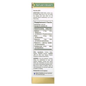 Thành phần vi chất của Nature's Bounty B-Complex Sublingual Liquid 2 fl oz (59 ml) 074312028717