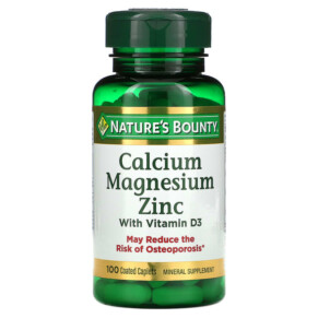 Thực phẩm chức năng Nature's Bounty Calcium Magnesium Zinc with Vitamin D3 100 Coated Caplets 074312042904