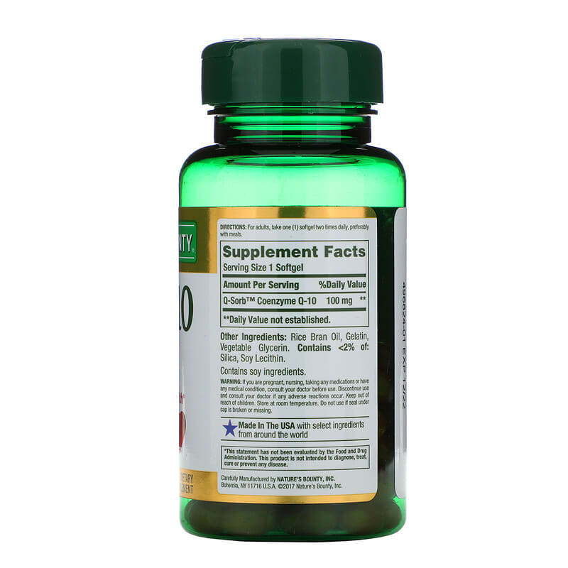 Nature's Bounty Co Q-10 100 mg 75 Rapid Release Softgels 2 Thành phần vi chất của Nature's Bounty Co Q-10 100 mg 75 Rapid Release Softgels 074312511356
