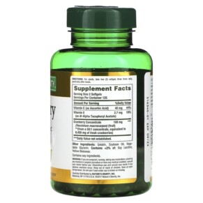 Thành phần vi chất của Nature's Bounty Cranberry with Vitamin C 250 Rapid Release Softgels 074312043635
