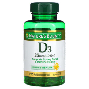 Thực phẩm chức năng Nature's Bounty D3 25 mcg (1000 IU) 250 Rapid Release Softgels 074312156069