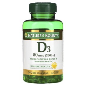 Thực phẩm chức năng Nature's Bounty D3 50 mcg (2.000 IU) 240 Rapid Release Softgels 074312199394