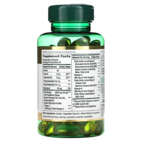 Thành phần vi chất của Nature's Bounty Fish Flax Borage 1.200 mg 72 Rapid Release Softgels 074312101519