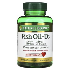 Thực phẩm chức năng Nature's Bounty Fish Oil + D3 90 Rapid Release Softgels 074312194054