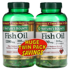 Thực phẩm chức năng Nature's Bounty Fish Oil Twin Pack 1.200 mg 180 Rapid Release Softgels Each 074312306976