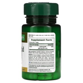 Thành phần vi chất của Nature's Bounty Folic Acid 800 mcg 250 Tablets 074312028434