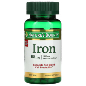 Thực phẩm chức năng Nature's Bounty Iron 65 mg 100 Tablets 074312413834