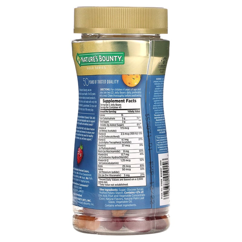 Nature's Bounty Kids Multi Jelly Beans With Essential Vitamins Plus Zinc Raspberry Orange Twist 90 Jelly Beans 2 Thành phần vi chất của Nature's Bounty Kids Multi Jelly Beans With Essential Vitamins Plus Zinc Raspberry Orange Twist 90 Jelly Beans 074312010156