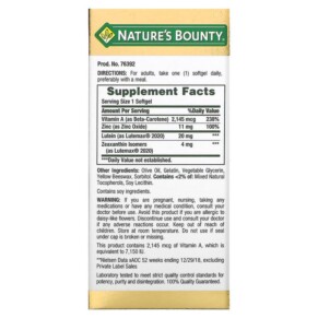 Thành phần vi chất của Nature's Bounty Lutein Blue 30 Softgels 074312763922