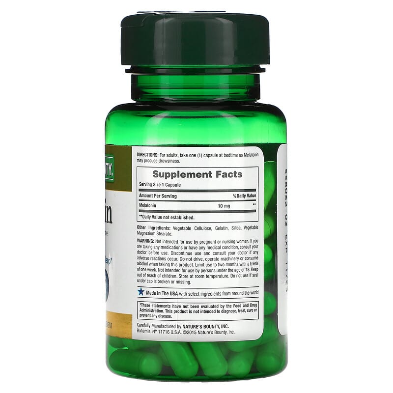 Nature's Bounty Melatonin 10 mg 60 Capsules 2 Thành phần vi chất của Nature's Bounty Melatonin 10 mg 60 Capsules 074312194917