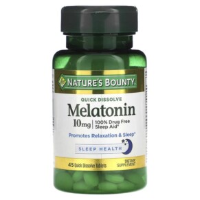 Thực phẩm chức năng Nature's Bounty Melatonin Natural Cherry 10 mg 45 Quick Dissolve Tablets 074312528026