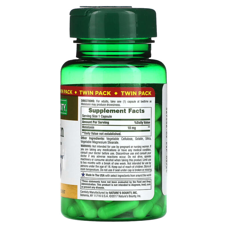 Nature's Bounty Melatonin Twin Pack 10 mg 60 Capsules Each 2 Thành phần vi chất của Nature's Bounty Melatonin Twin Pack 10 mg 60 Capsules Each 074312793462