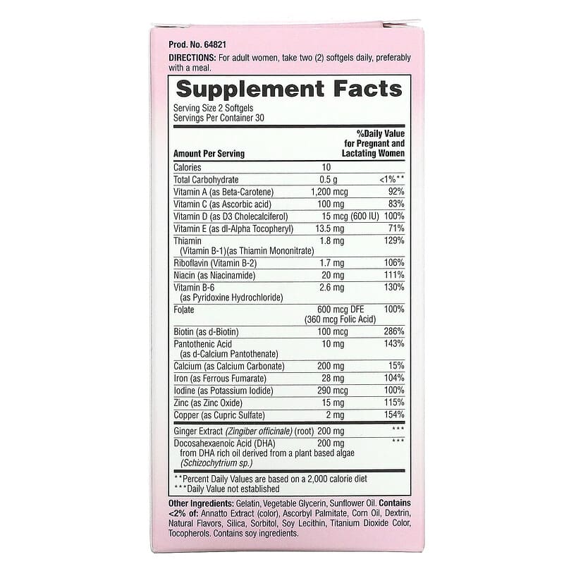 Nature's Bounty Optimal Solutions Healthy Mom Prenatal Multi 60 Softgels 2 Thành phần vi chất của Nature's Bounty Optimal Solutions Healthy Mom Prenatal Multi 60 Softgels 074312648212