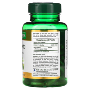 Thành phần vi chất của Nature's Bounty Saw Palmetto 450 mg 100 Capsules 074312441912
