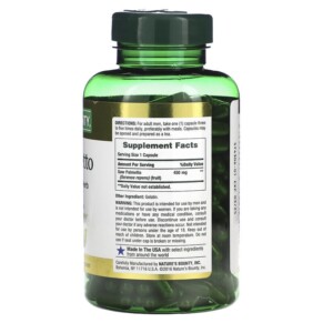 Thành phần vi chất của Nature's Bounty Saw Palmetto 450 mg 250 Capsules 074312446481