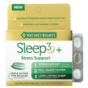 Thực phẩm chức năng Nature's Bounty Sleep3+ Stress Support 56 Tri-Layer Tablets 074312006968